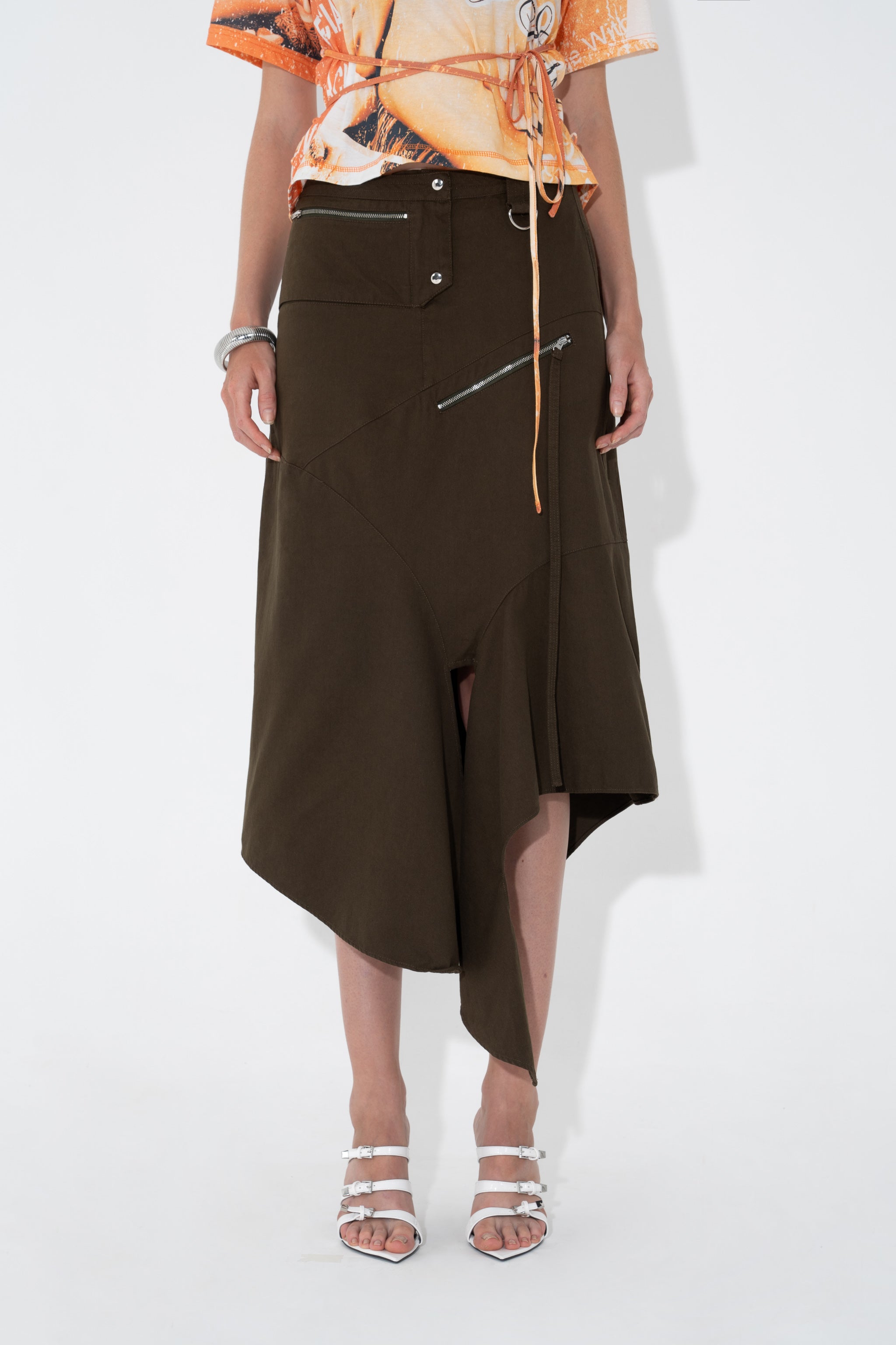 Utility Drape Skirt Olive