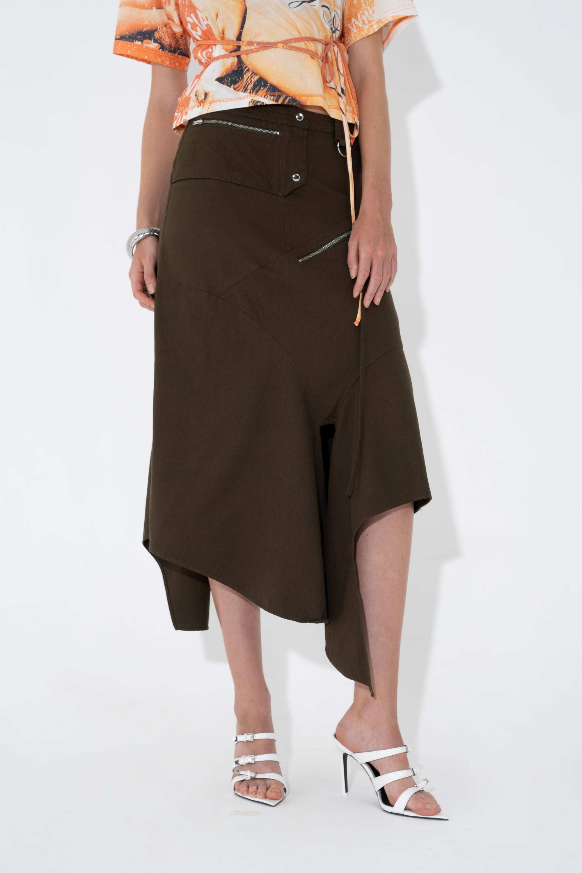 Utility Drape Skirt Olive