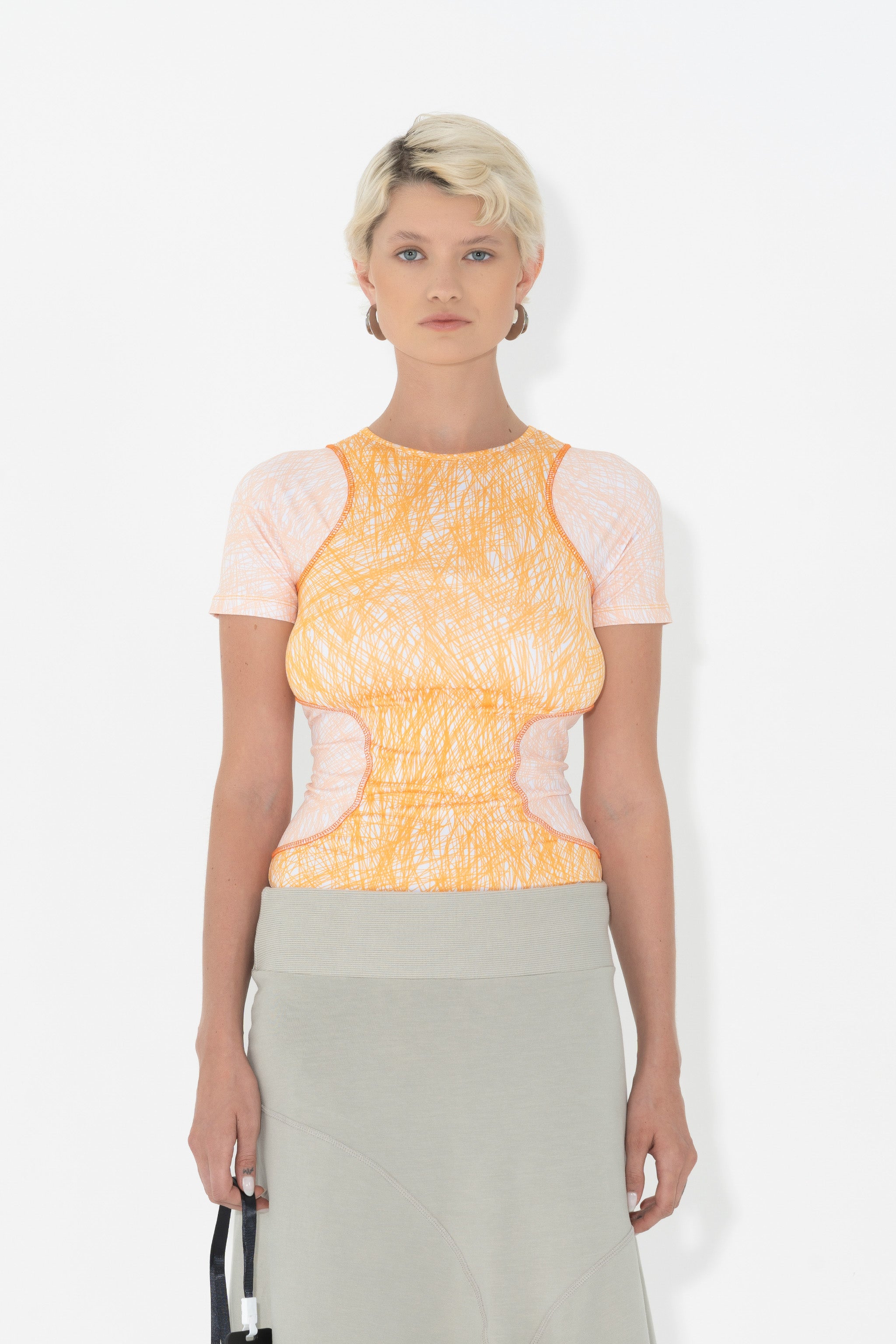 Raglan Tight Tee Orange Scribbles