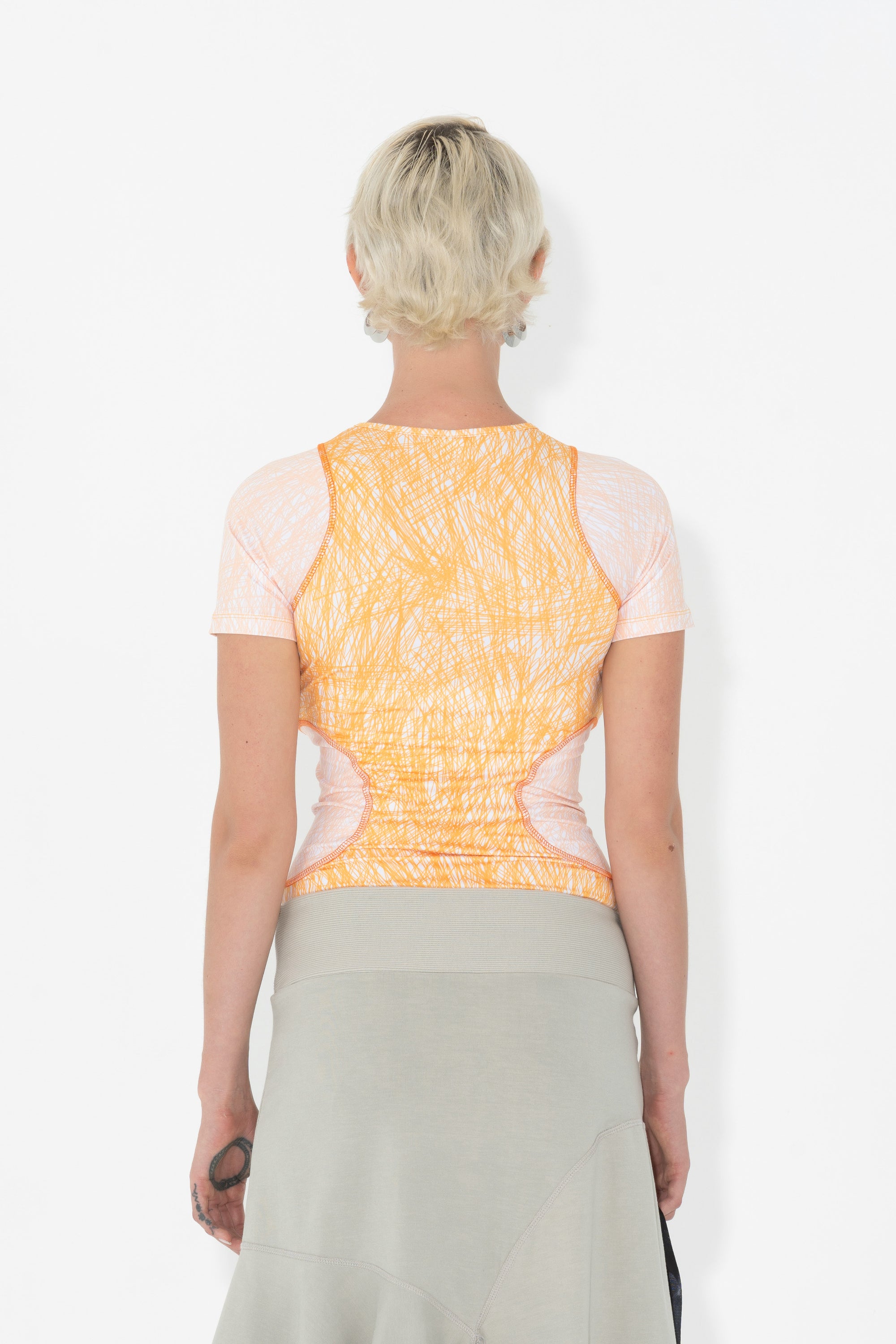 Raglan Tight Tee Orange Scribbles