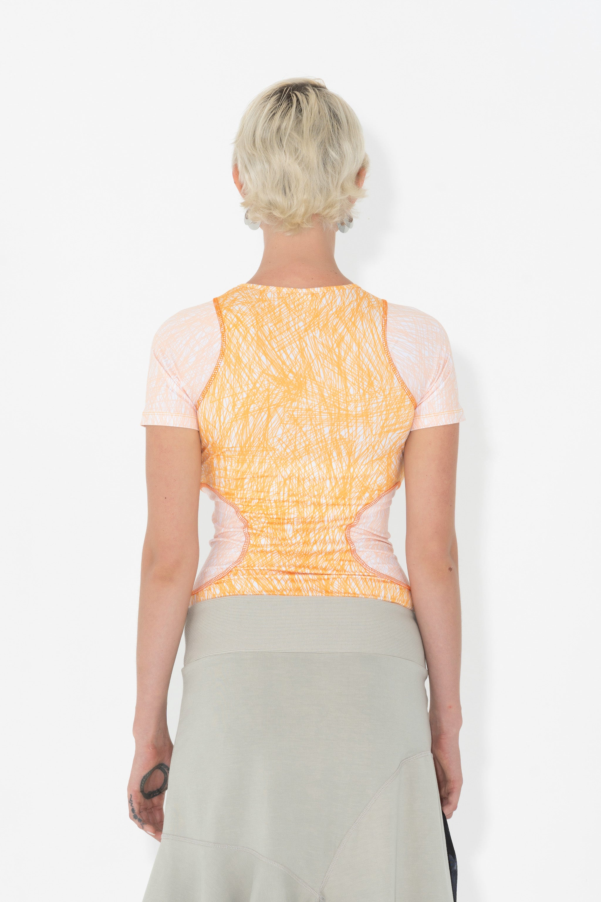 Raglan Tight Tee Orange Scribbles