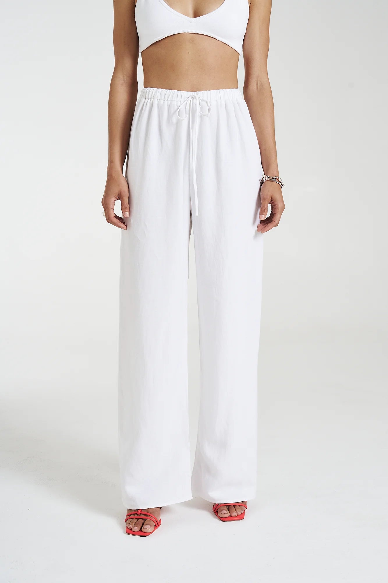 Elastic Waist Pants Angelic White