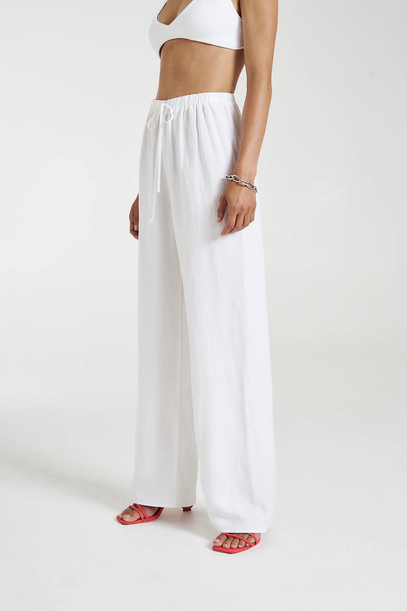 Elastic Waist Pants Angelic White