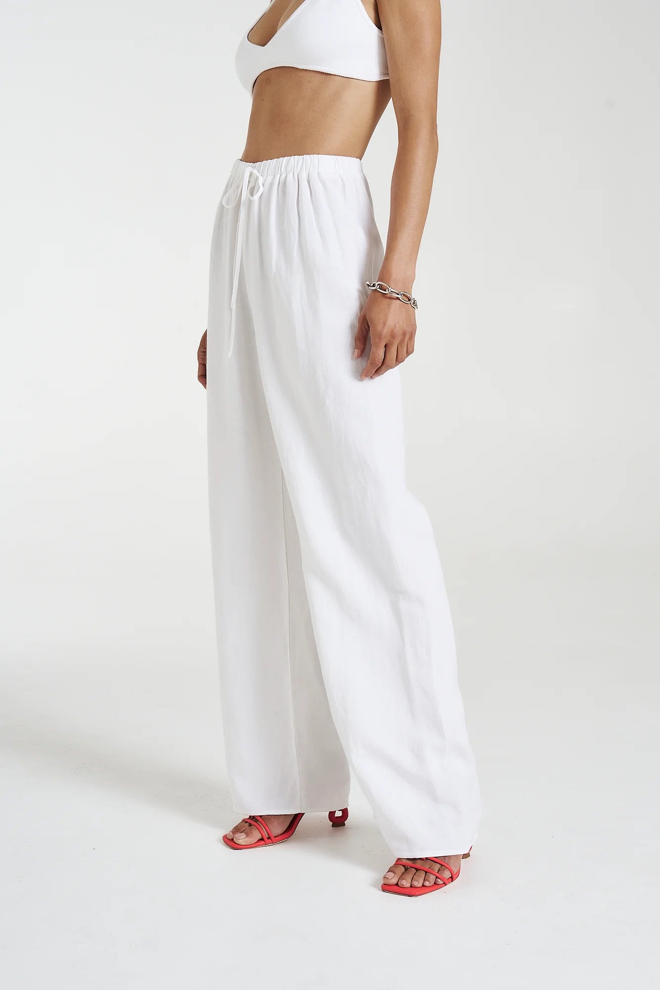 Elastic Waist Pants Angelic White