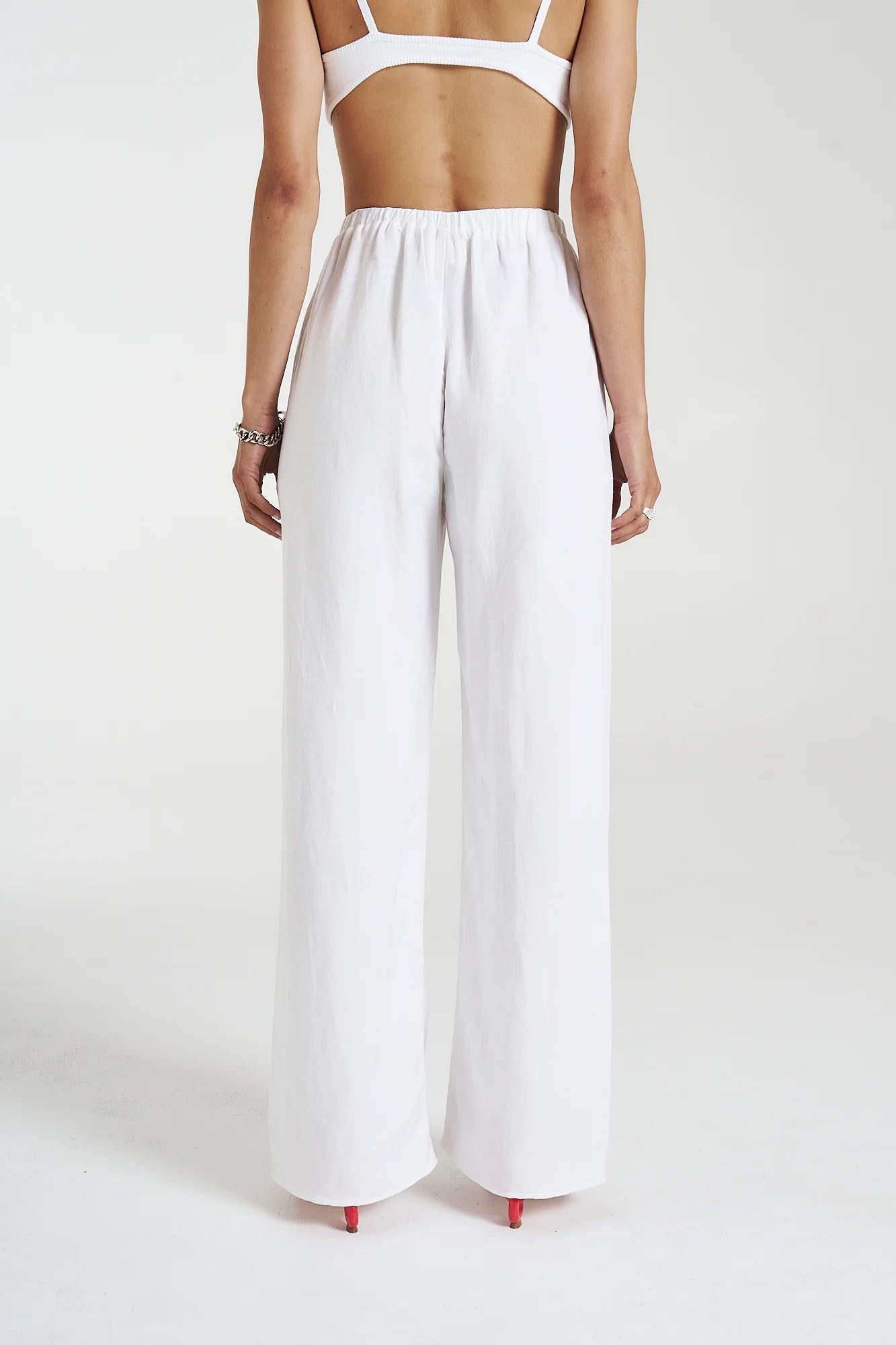 Elastic Waist Pants Angelic White