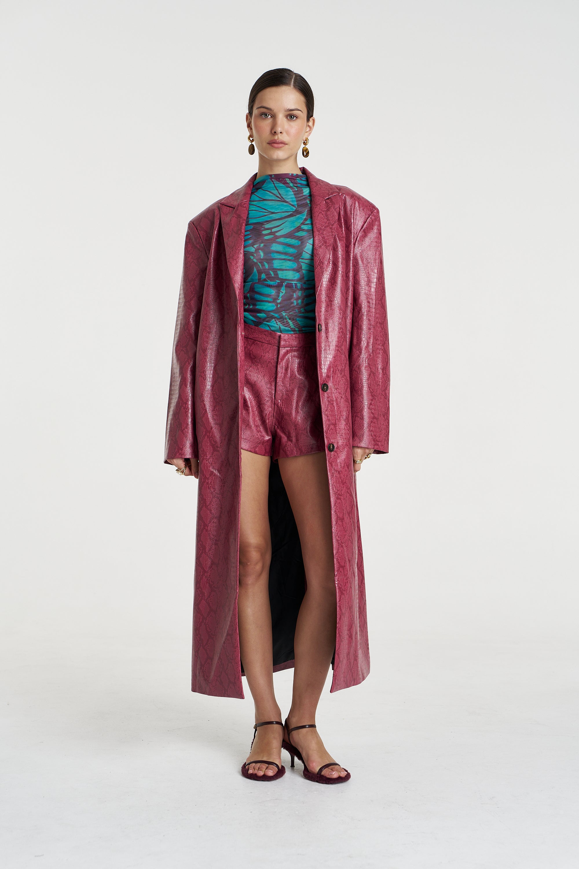 Mesh LS Rouched Skivvy Jade Butterly