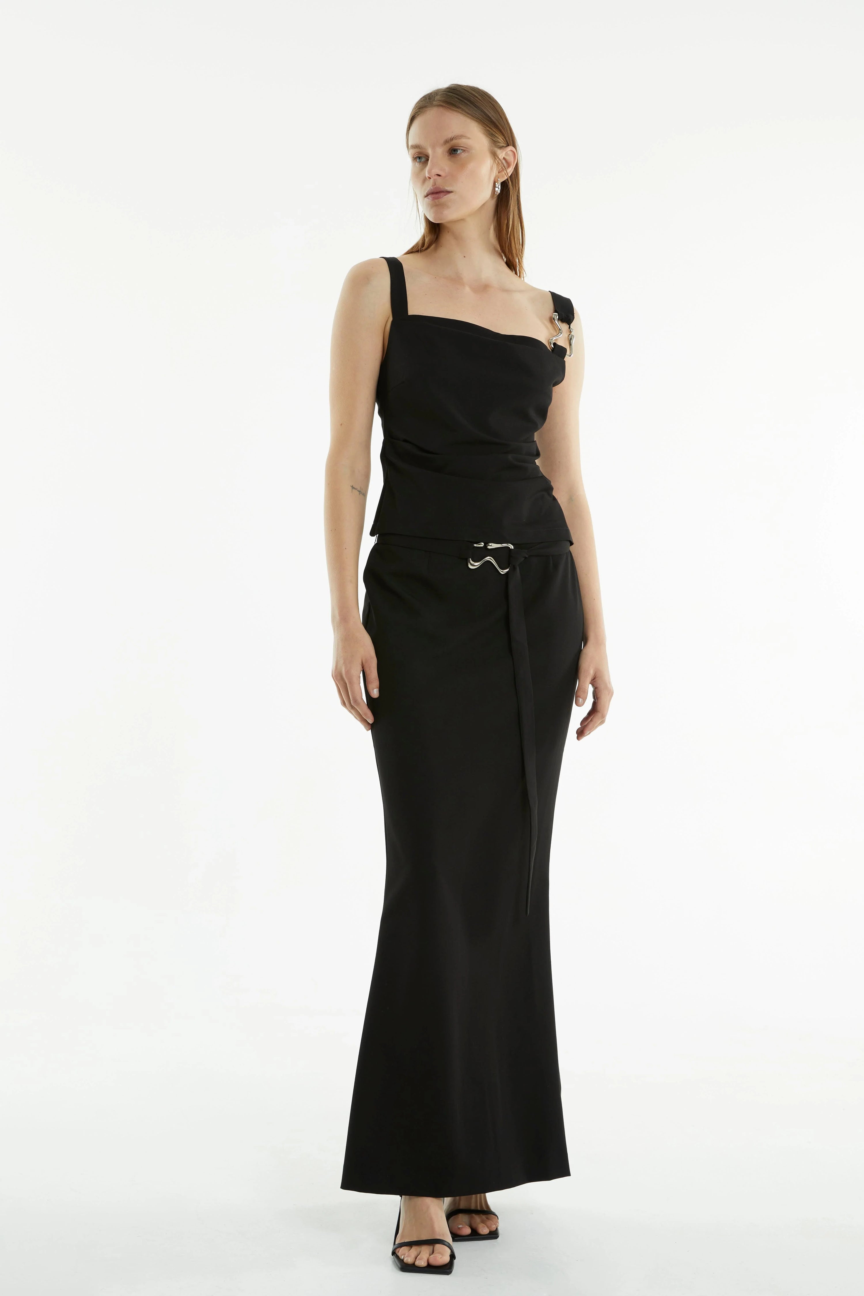 Paradigm Fluted Maxi Skirt Black