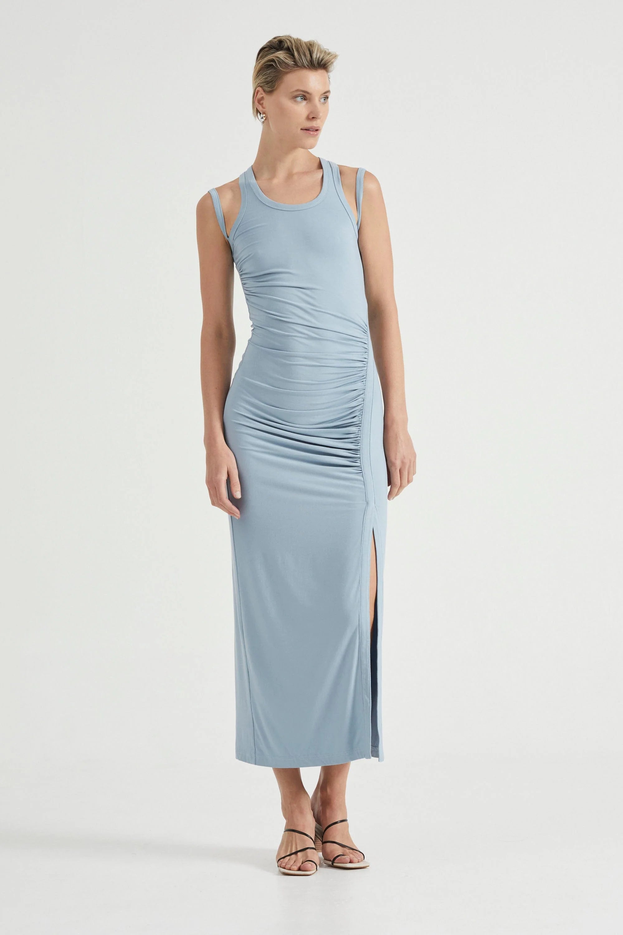 Push Pull Tank Dress Blue Haze