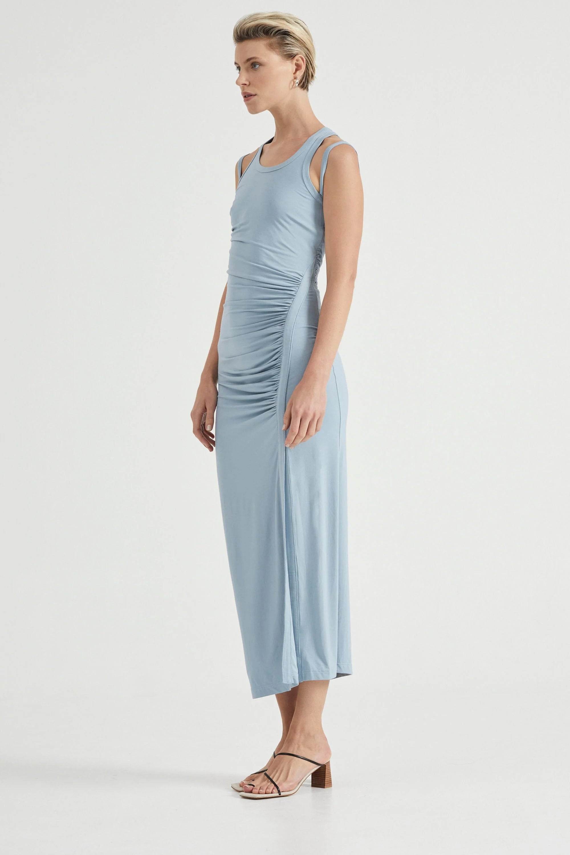 Push Pull Tank Dress Blue Haze