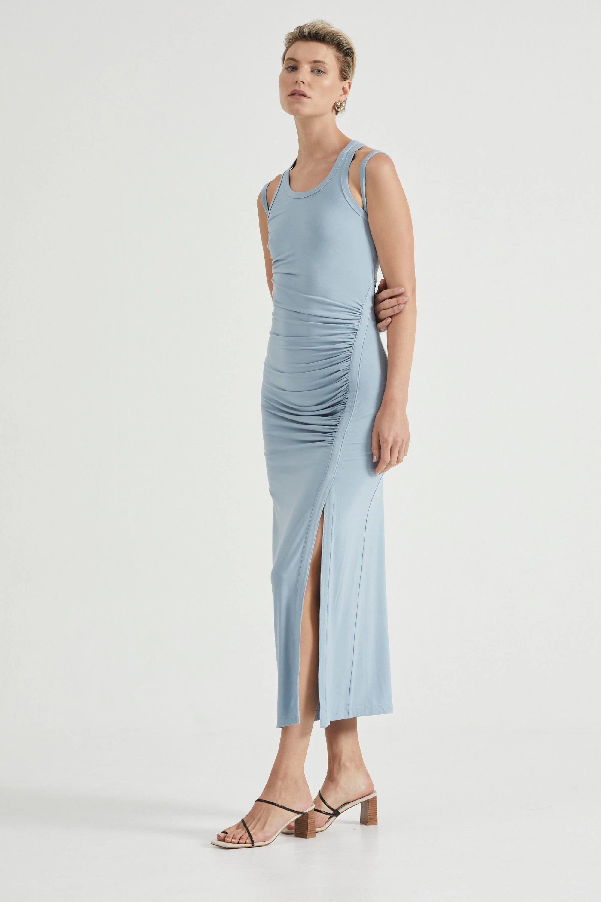 Push Pull Tank Dress Blue Haze