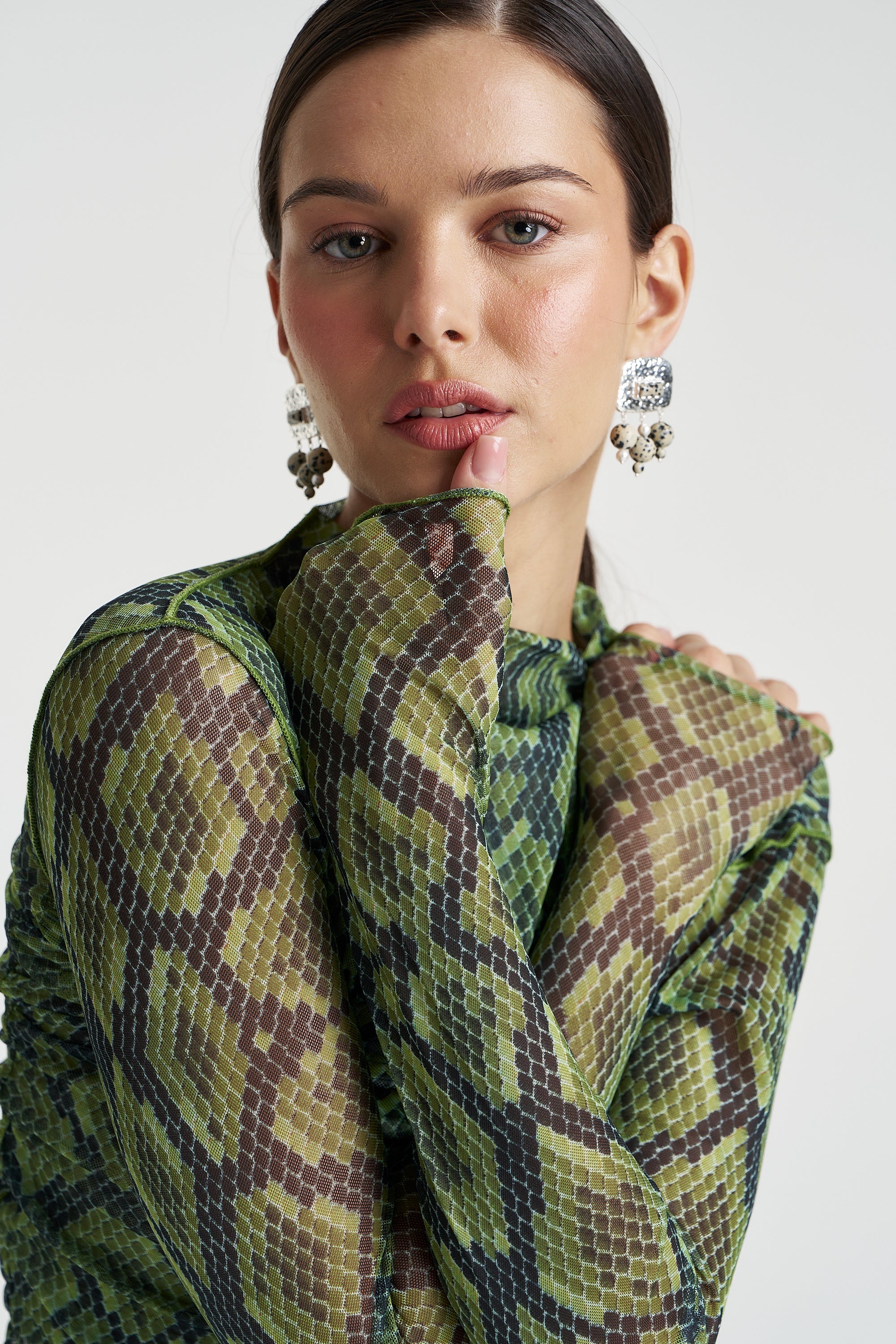Mesh LS Rouched Skivvy Viper