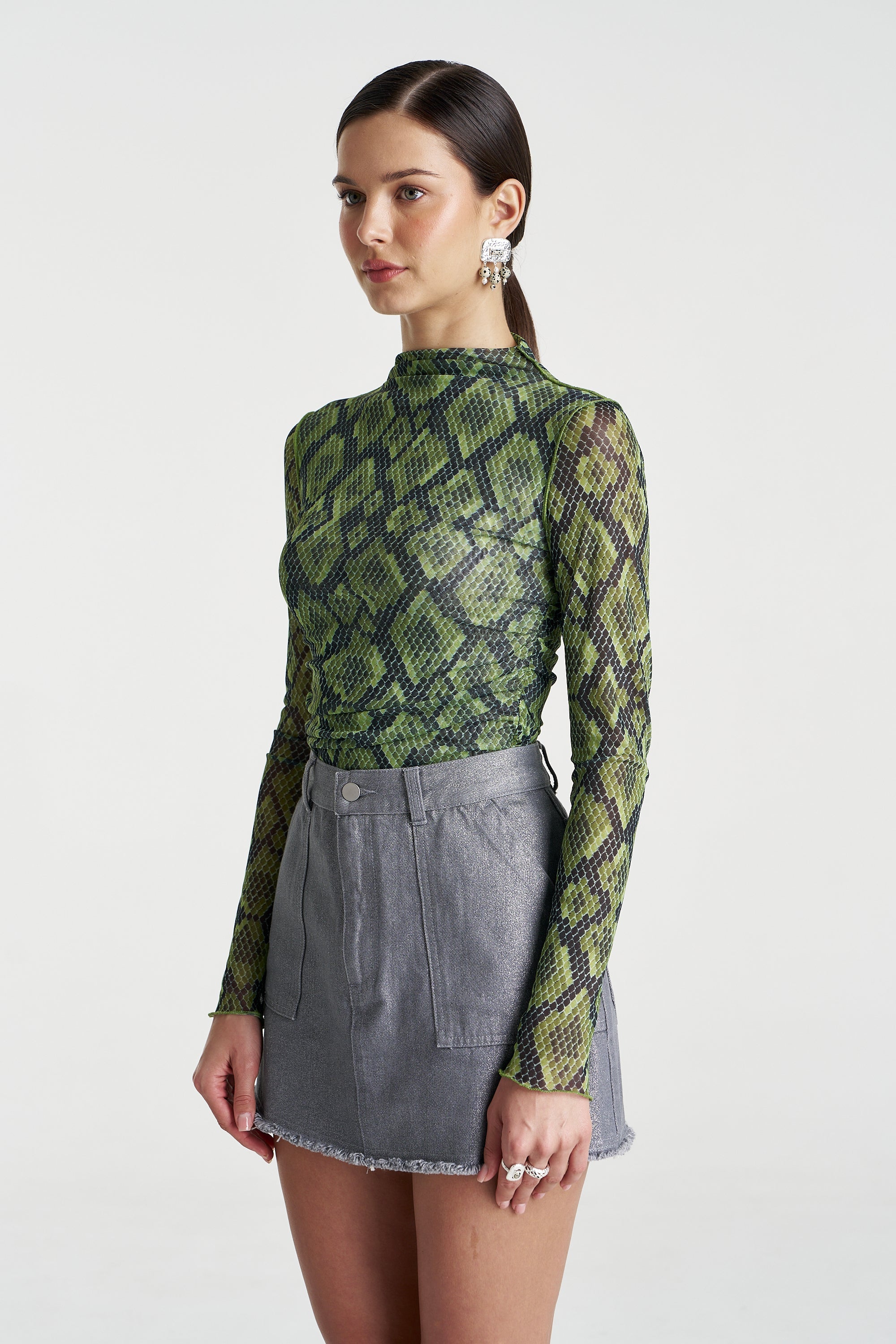 Mesh LS Rouched Skivvy Viper