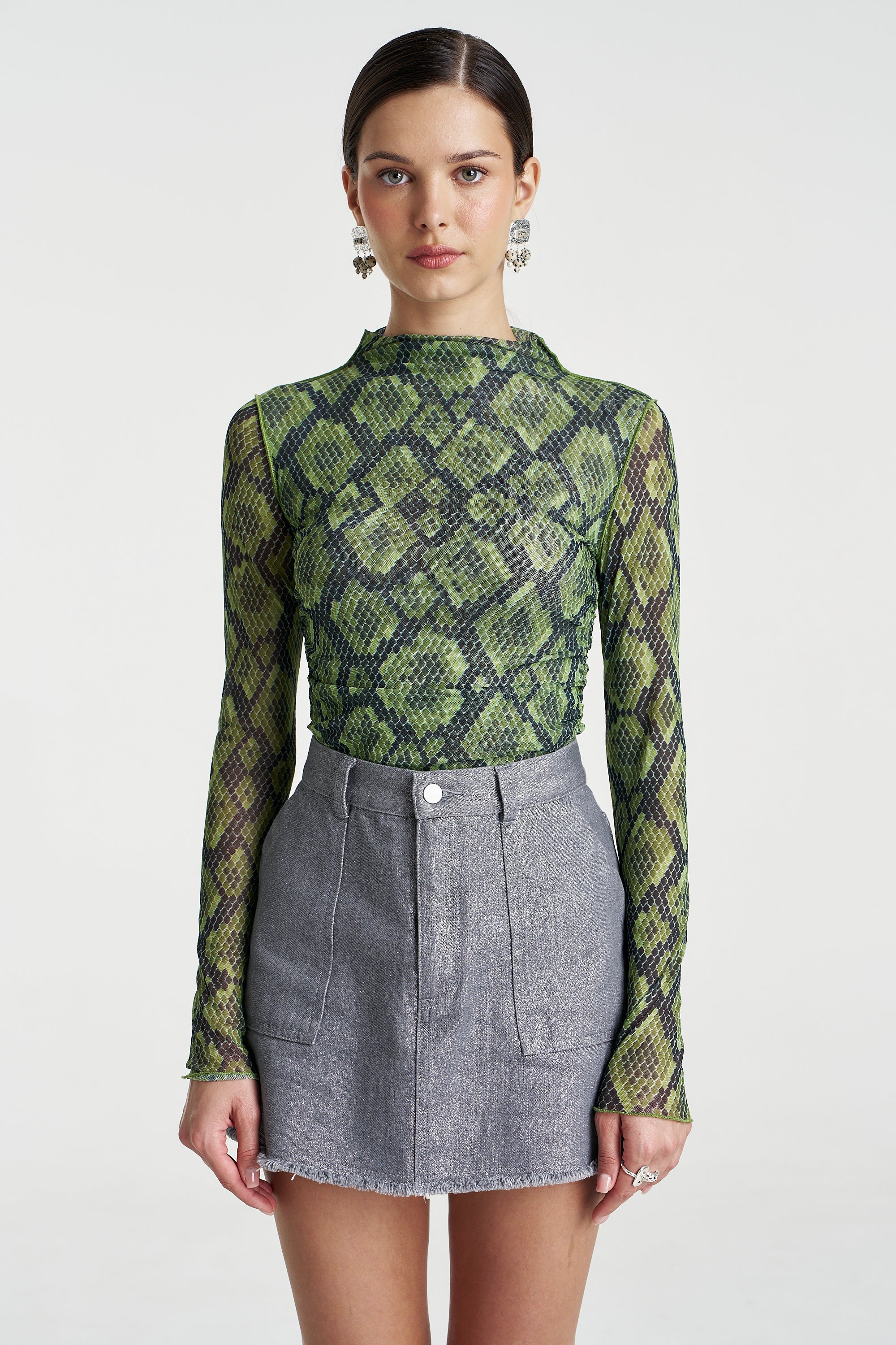Mesh LS Rouched Skivvy Viper
