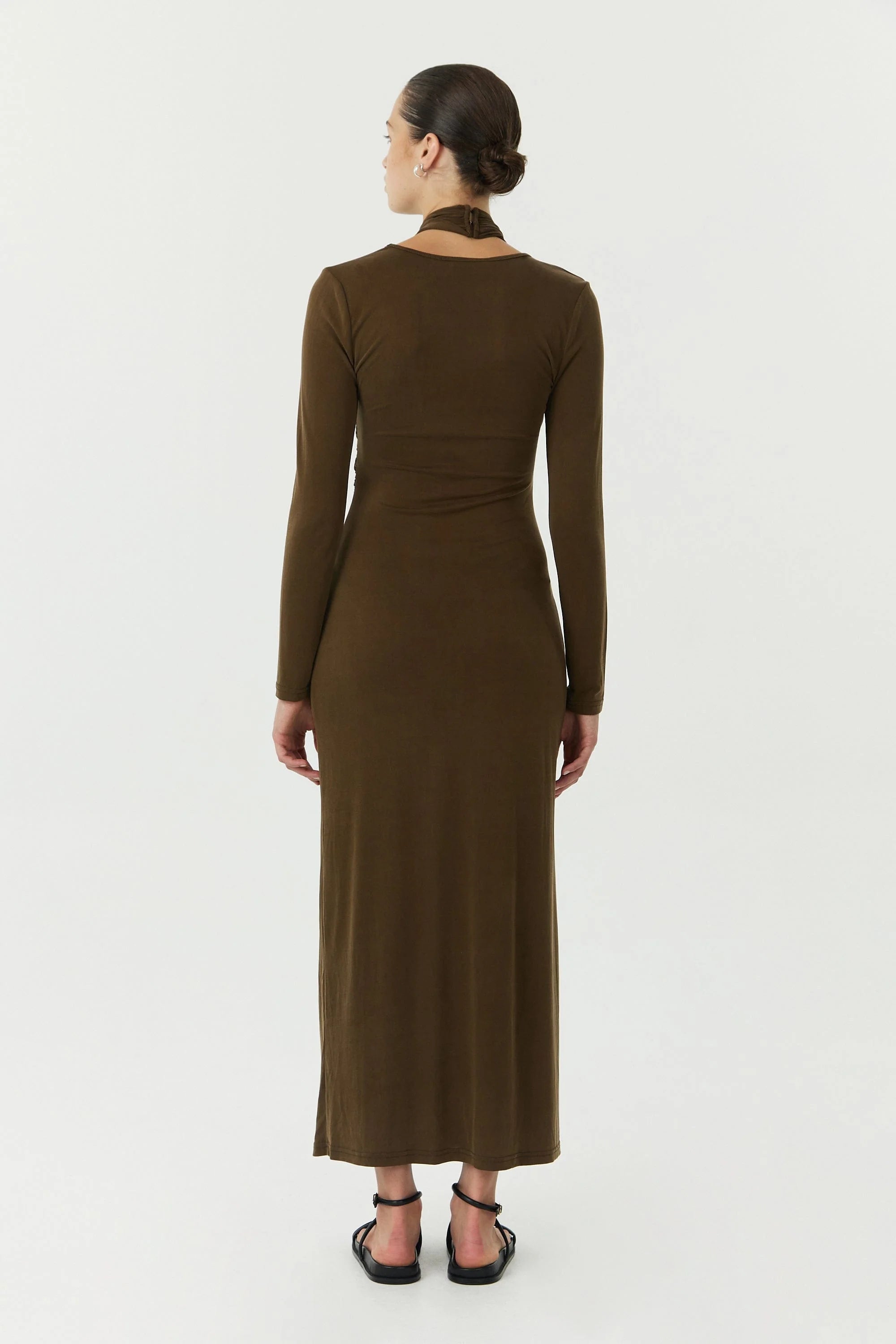 Wisteria Wrap Neck Maxi Dress Chocolate