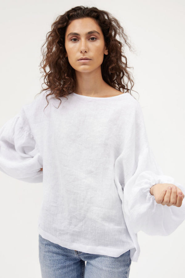 Bella Blouse White Linen