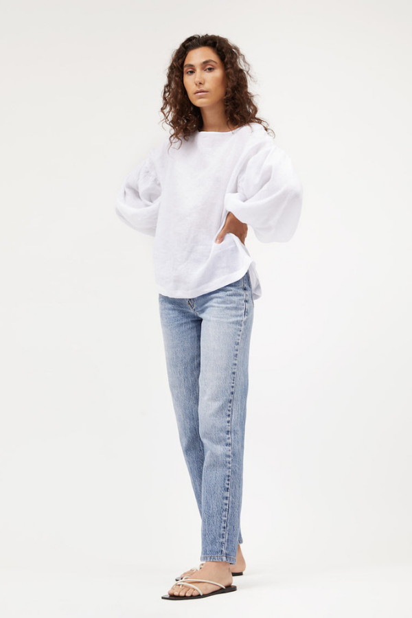 Bella Blouse White Linen