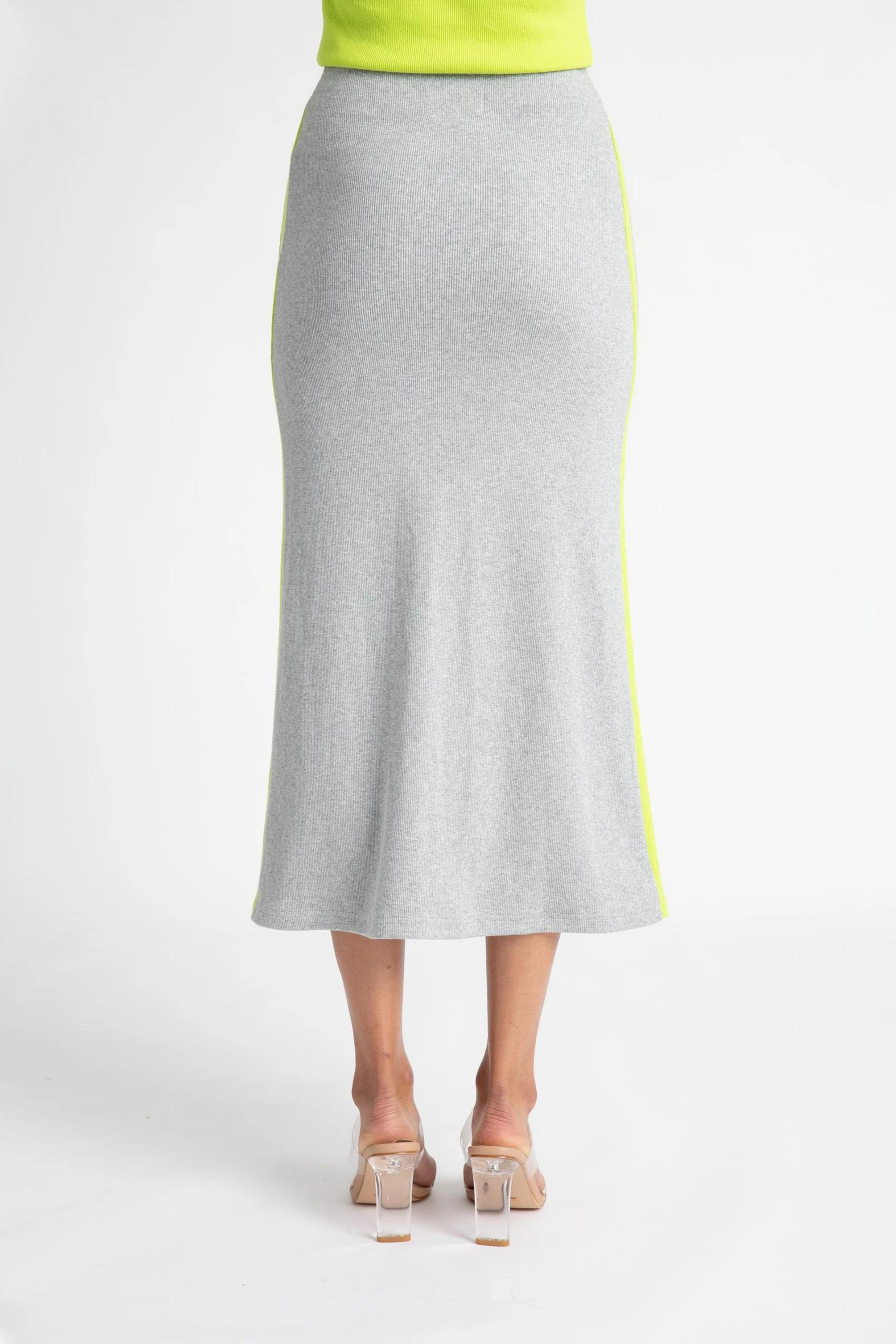 Midi A Line Skirt Grey / Apple Stripe