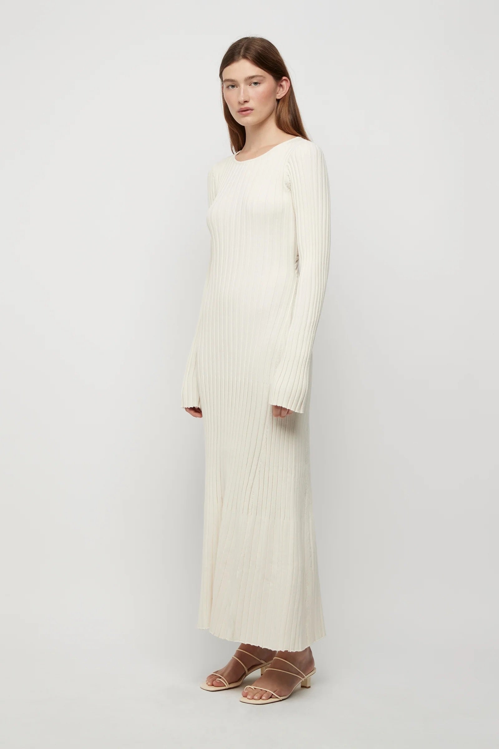Lowry Cross-Back Knit Dress Winter White