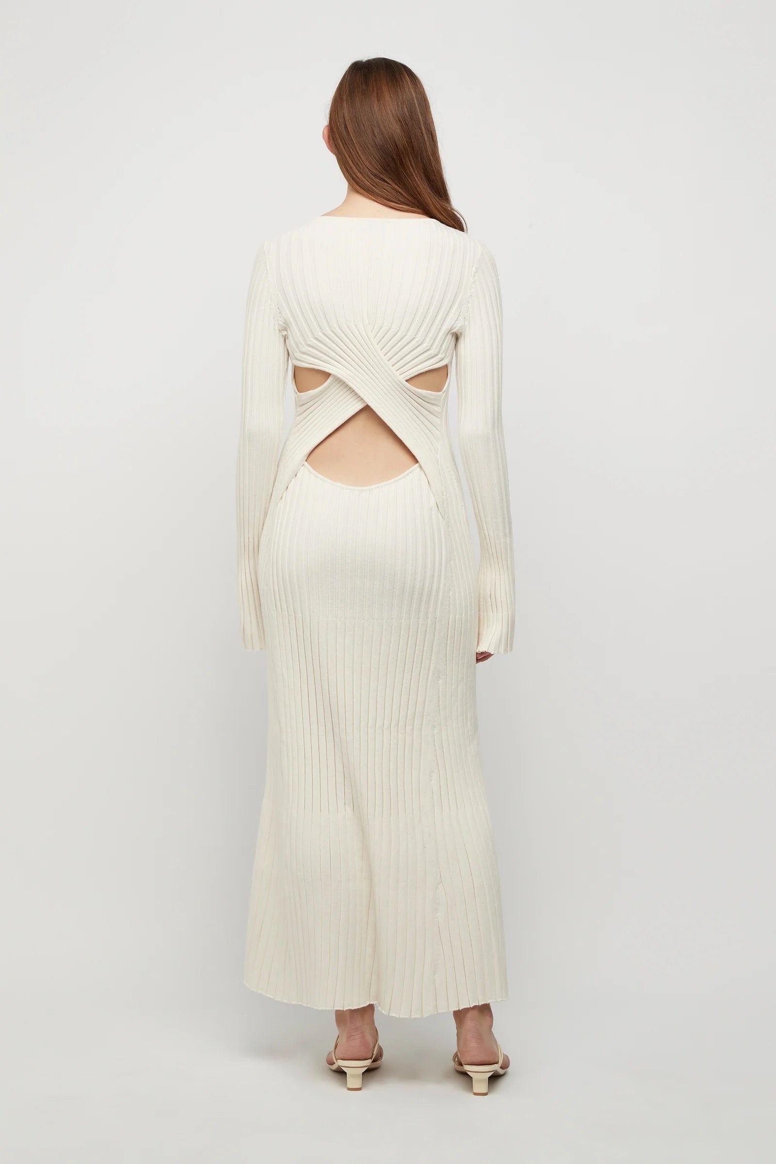 Lowry Cross-Back Knit Dress Winter White