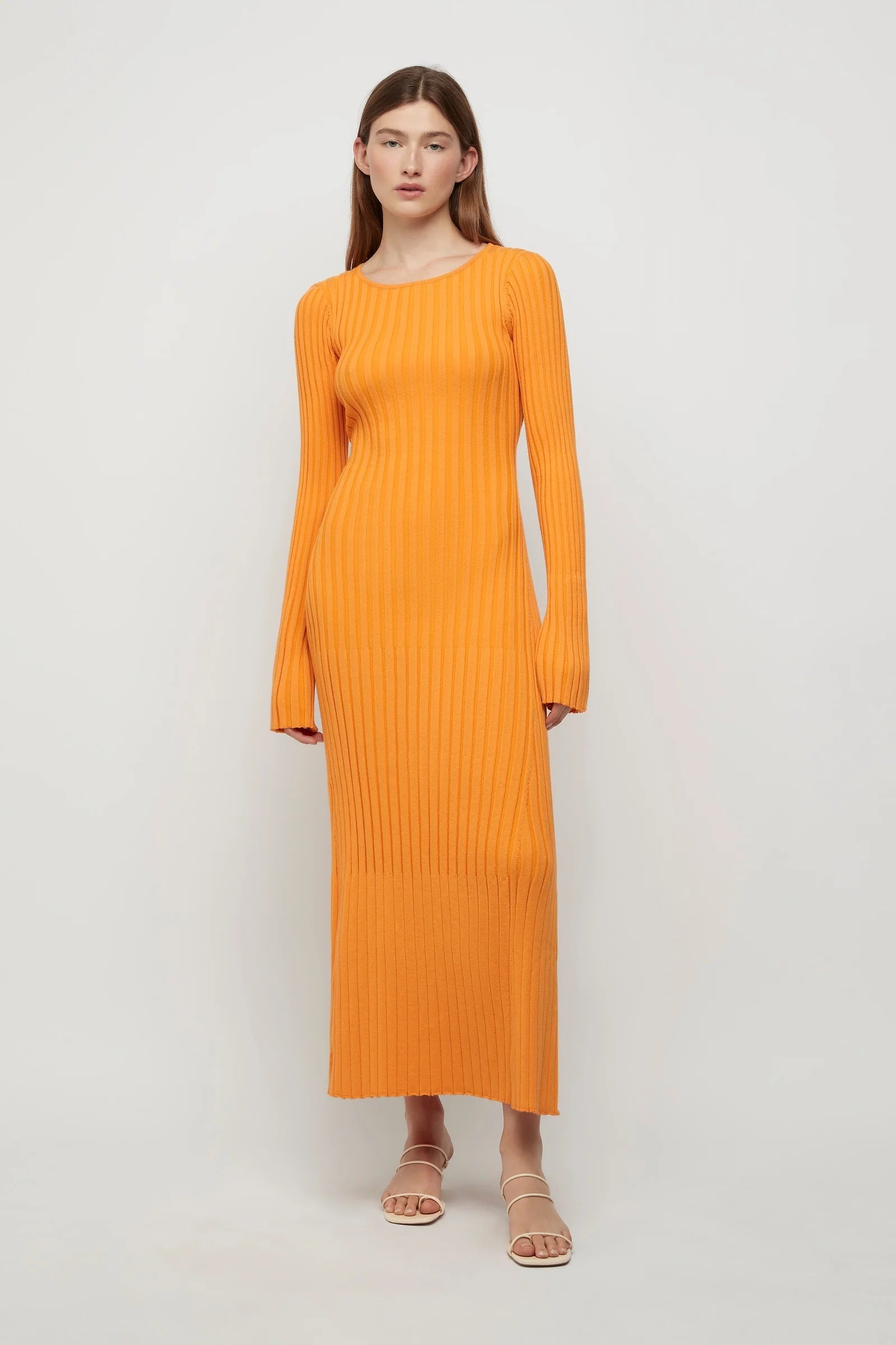 Lowry Cross-Back Knit Dress Tangerine