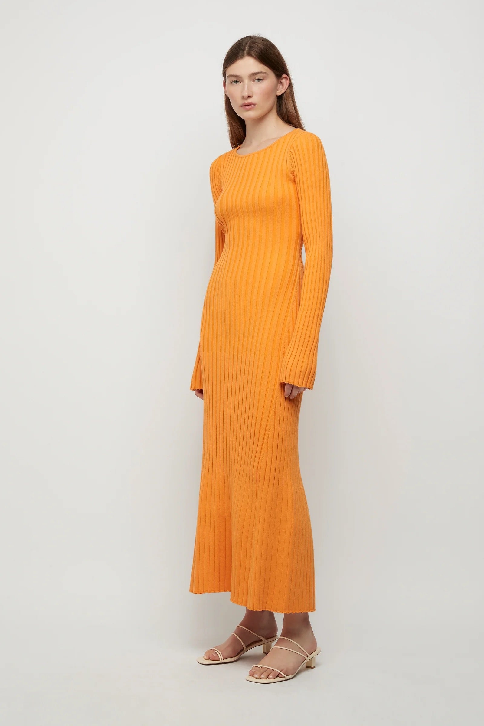 Lowry Cross-Back Knit Dress Tangerine